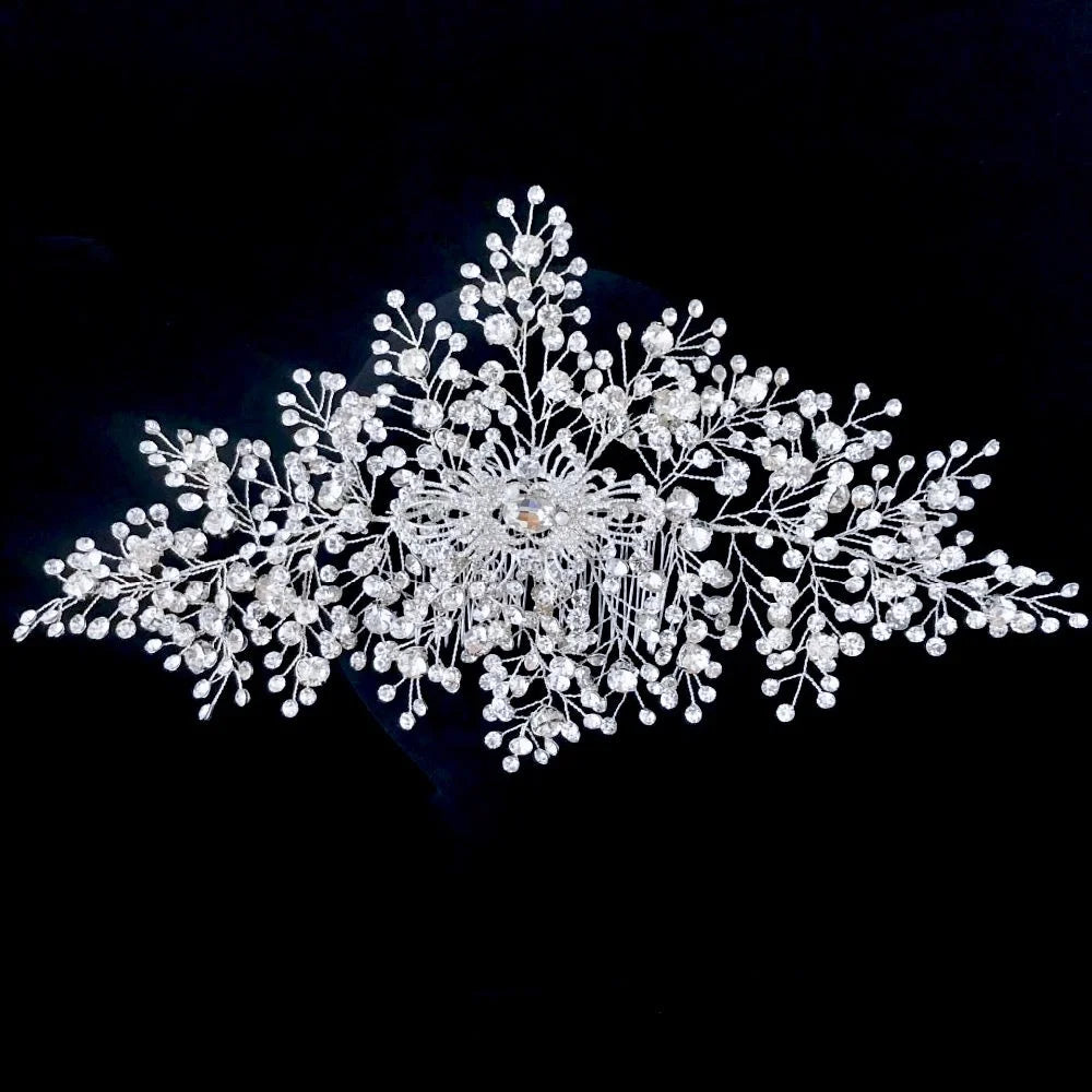 Kassia Silver Cz Bridal Hair Accessory