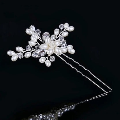 Kate Pearl Crystal Bridal Hair Pin Silver Gold