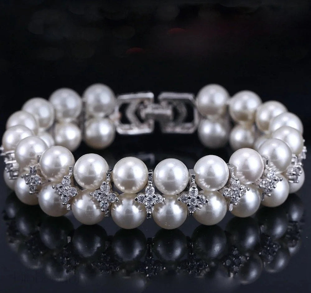 Katelyn Pearl And Cz Bridal Bracelet