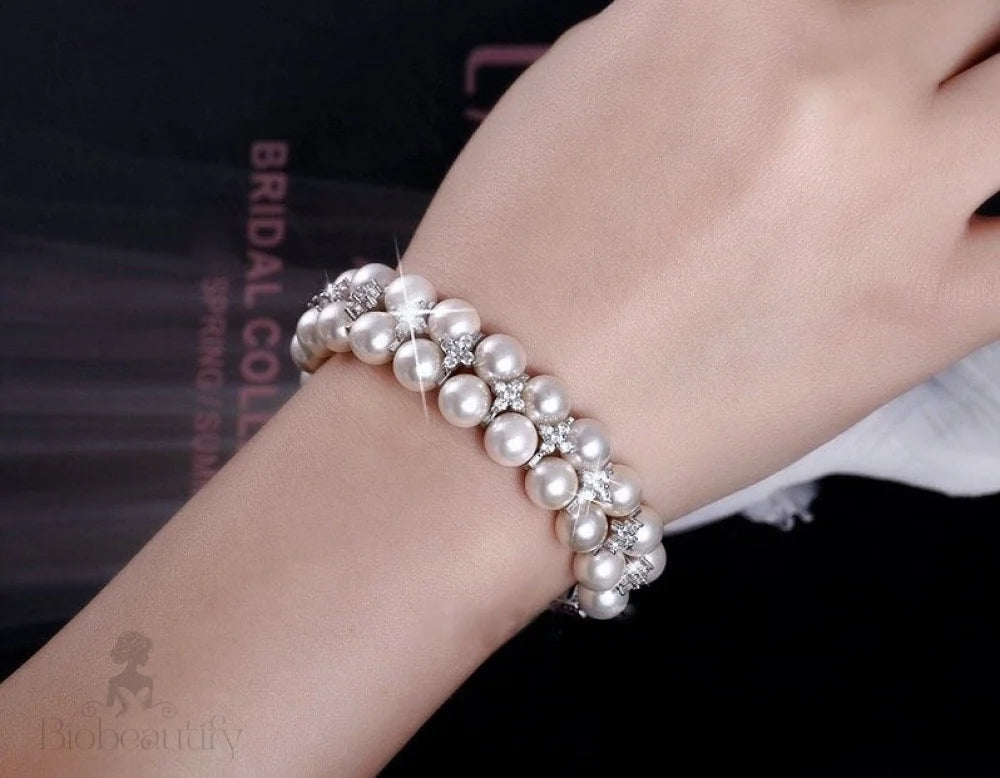 Katelyn Pearl And Cz Bridal Bracelet