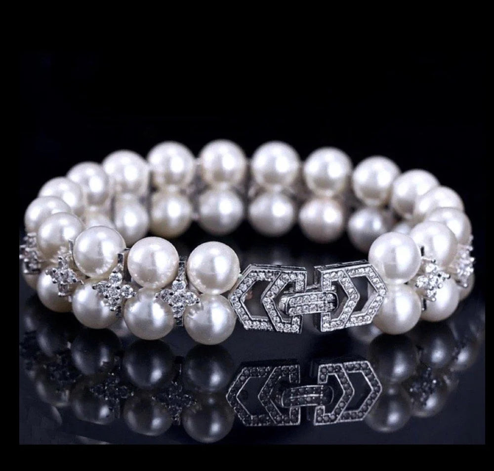 Katelyn Pearl And Cz Bridal Bracelet