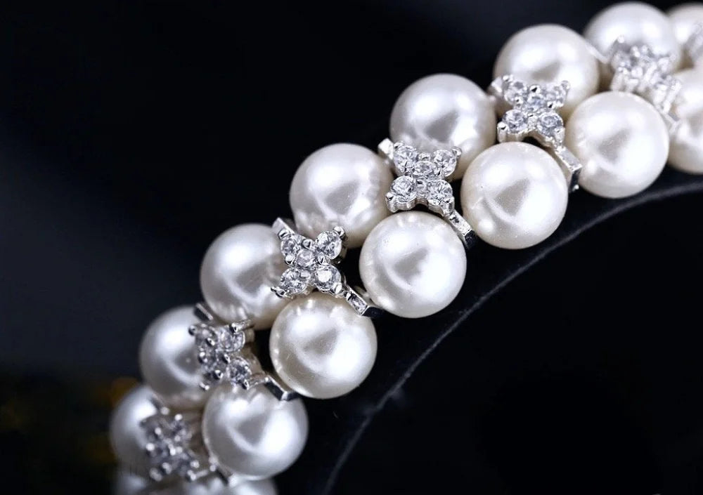 Katelyn Pearl And Cz Bridal Bracelet