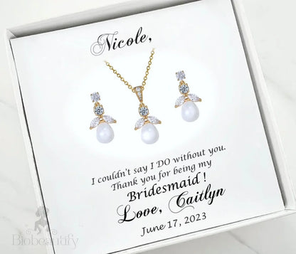 Pearl Wedding Jewelry - Pearl and Cubic Zirconia Jewelry Set - Available in Gold and Silver