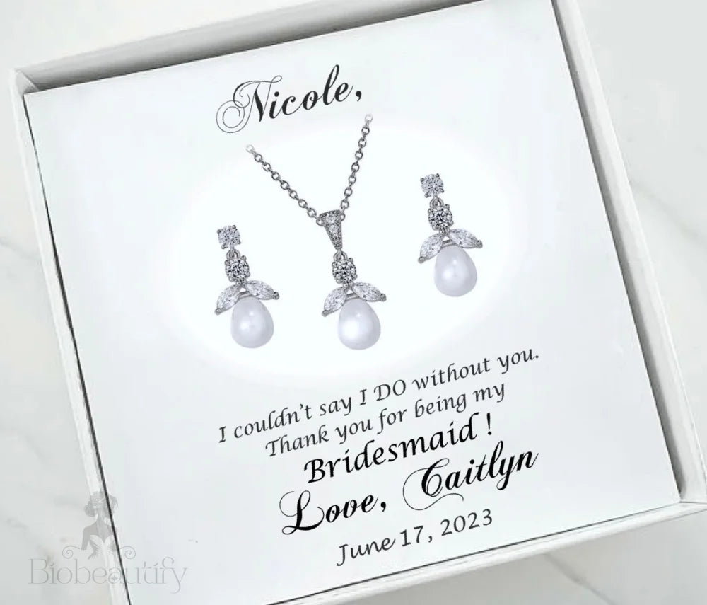 Pearl Wedding Jewelry - Pearl and Cubic Zirconia Jewelry Set - Available in Gold and Silver