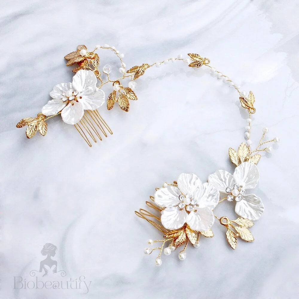 Kathia Gold Pearl Crystal Bridal Headband