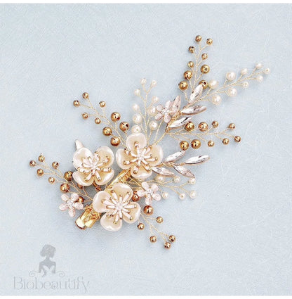 Katia Gold Pearl And Crystal Bridal Hair Vine