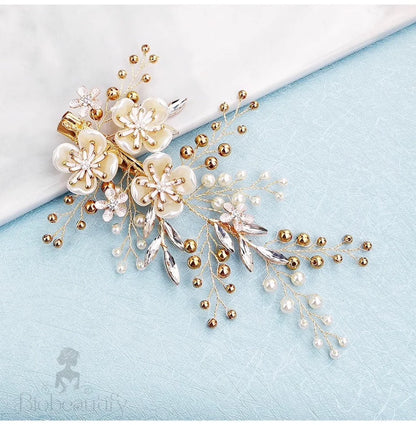 Katia Gold Pearl And Crystal Bridal Hair Vine