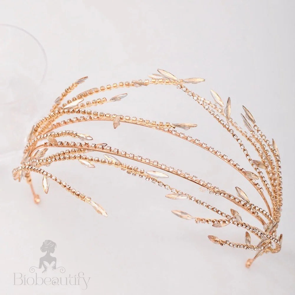 Katiana Crystal Bridal Headband Silver Yellow Gold Options