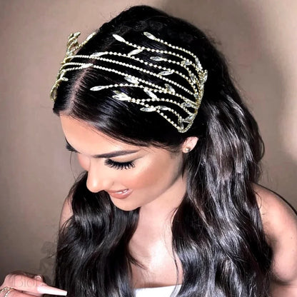 Katiana Crystal Bridal Headband Silver Yellow Gold Options