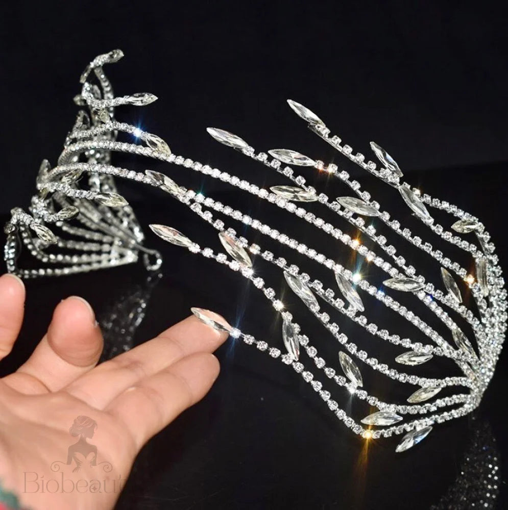 Katiana Crystal Bridal Headband Silver Yellow Gold Options