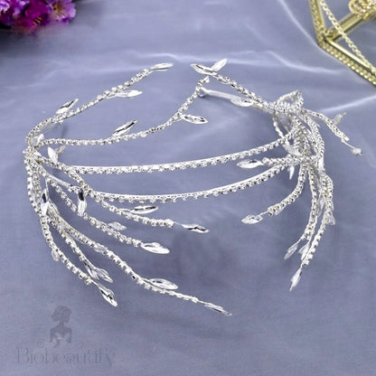 Katiana Crystal Bridal Headband Silver Yellow Gold Options