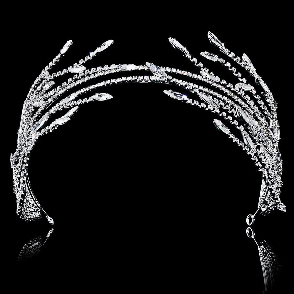 Katiana Crystal Bridal Headband Silver Yellow Gold Options