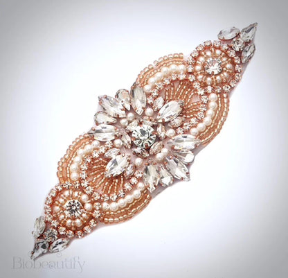 Wedding Accessories - Pearl and Crystal Bridal Belt/Sash - Available in Silver and Rose Gold