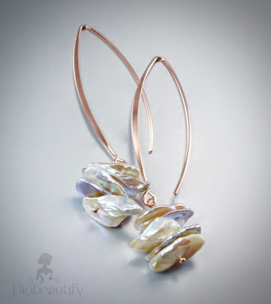 Kayla - Rose Gold And Keshi Pearl Bridal Earrings