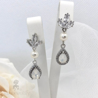 Keani Pearl Opal Bridal Earrings