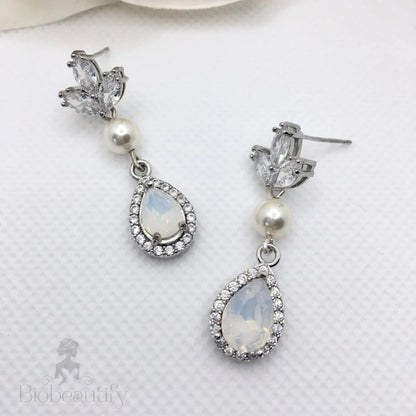 Keani Pearl Opal Bridal Earrings