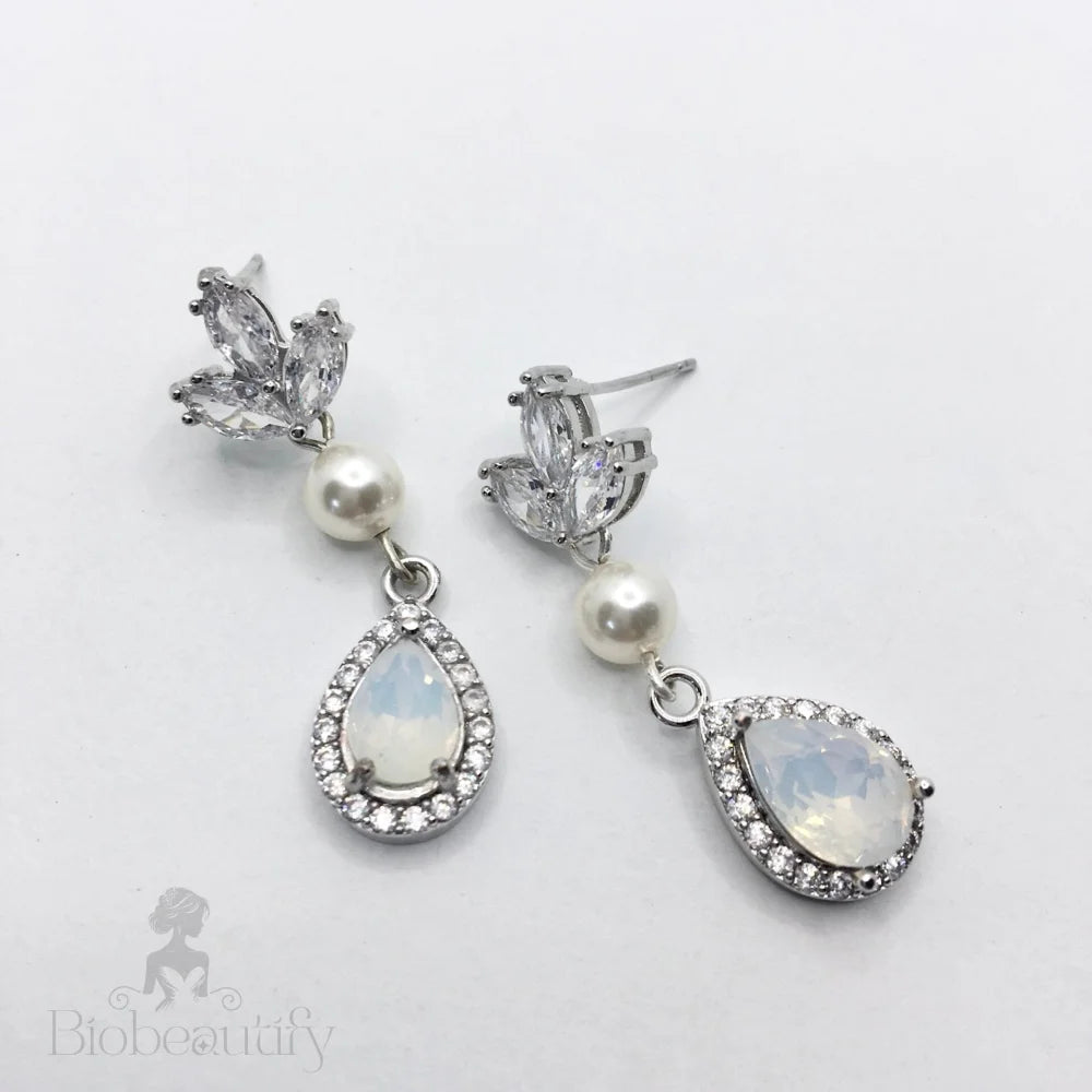 Keani Pearl Opal Bridal Earrings