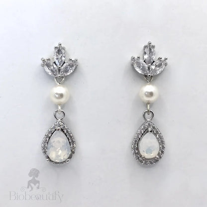 Keani Pearl Opal Bridal Earrings