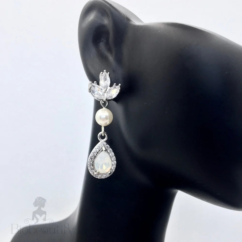 Keani Pearl Opal Bridal Earrings