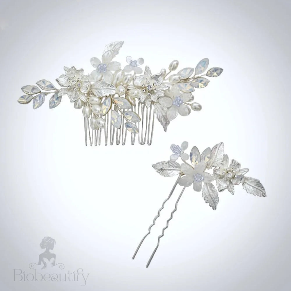 Kelsie Opal Hair Comb And Pin Set For Brides