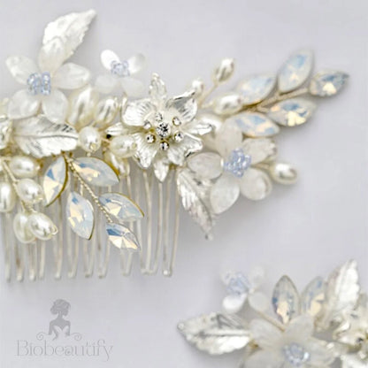 Kelsie Opal Hair Comb And Pin Set For Brides