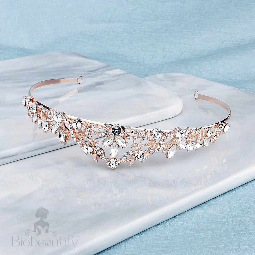 Kenna Crystal Bridal Tiara In Rose Gold And Silver