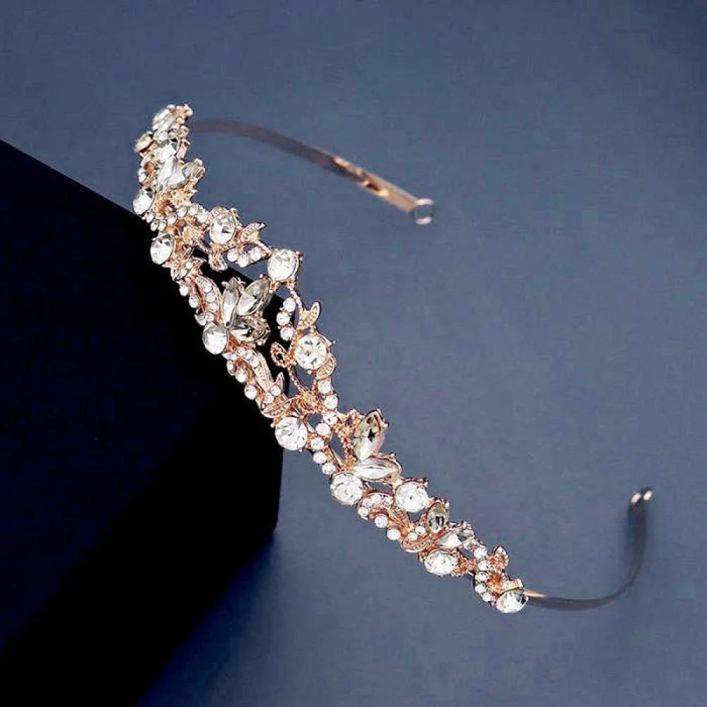 Kenna Crystal Bridal Tiara In Rose Gold And Silver