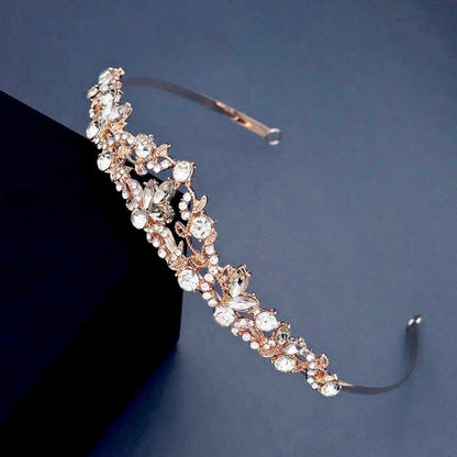 Kenna Crystal Bridal Tiara In Rose Gold And Silver