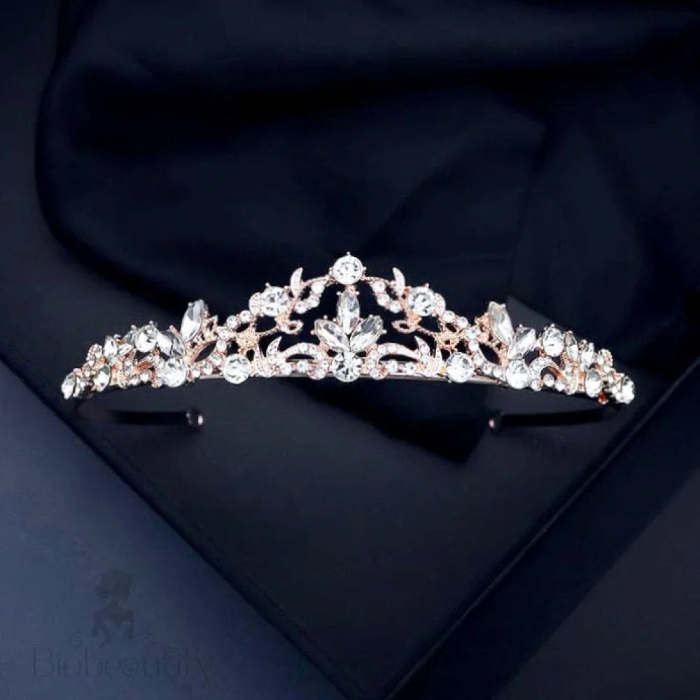 Kenna Crystal Bridal Tiara In Rose Gold And Silver