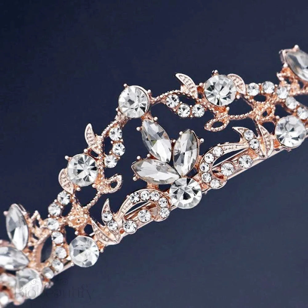 Kenna Crystal Bridal Tiara In Rose Gold And Silver