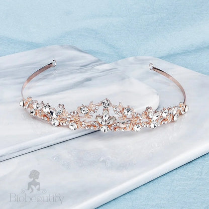 Kenna Crystal Bridal Tiara In Rose Gold And Silver