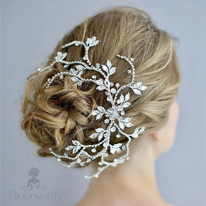 Kennedy Silver Crystal Bridal Hairpiece