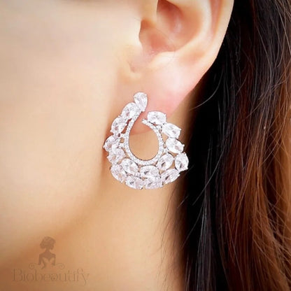 Kerrie Silver Cz Bridal Earrings