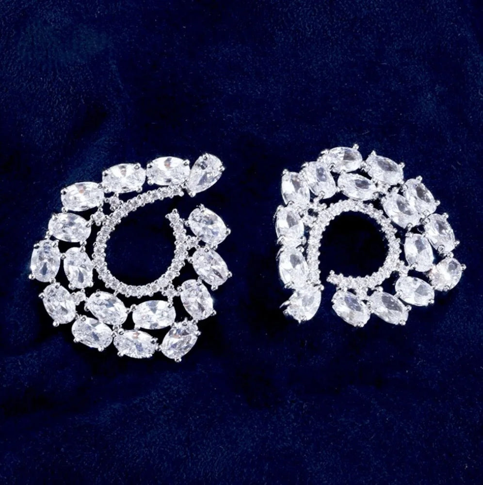 Kerrie Silver Cz Bridal Earrings