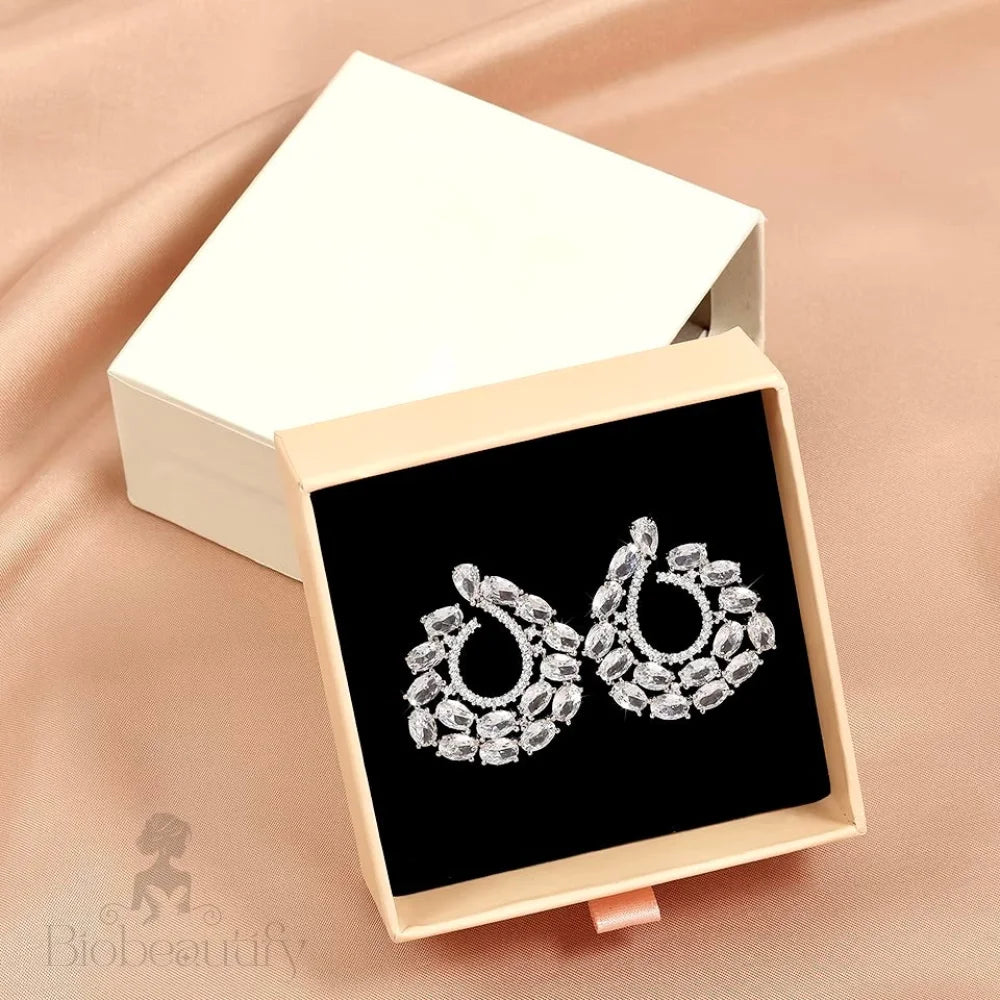 Kerrie Silver Cz Bridal Earrings