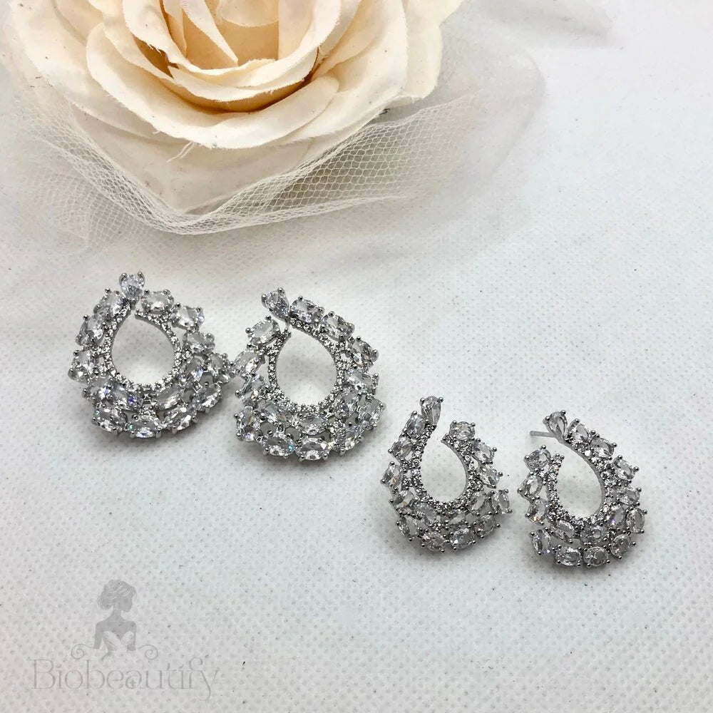 Kerrie Silver Cz Bridal Earrings