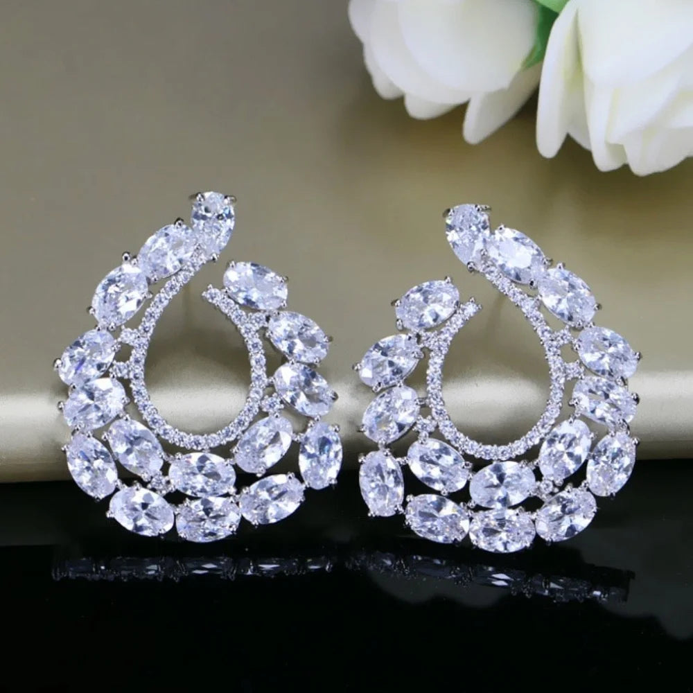 Kerrie Silver Cz Bridal Earrings