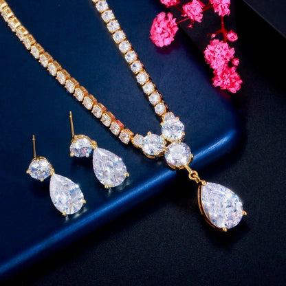 Kia Bridal Jewelry Set With Cubic Zirconia - Silver And Gold Options Available