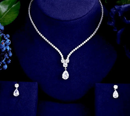 Wedding Jewelry - Silver Cubic Zirconia Bridal Jewelry Set