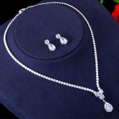 Kia Bridal Jewelry Set With Cubic Zirconia - Silver And Gold Options Available