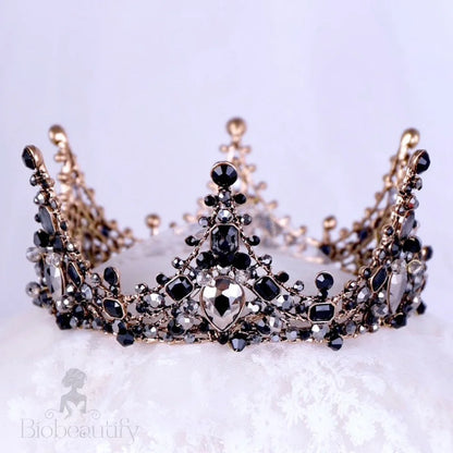 Kianne Victorian Gothic Black Bridal Tiara Crown