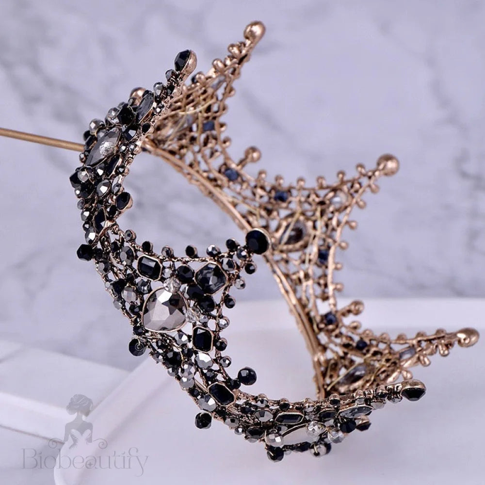 Kianne Victorian Gothic Black Bridal Tiara Crown