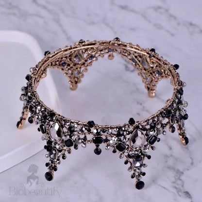 Kianne Victorian Gothic Black Bridal Tiara Crown