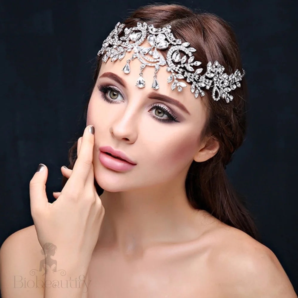 Kiara - Crystal Bridal Forehead Chain / Headdress