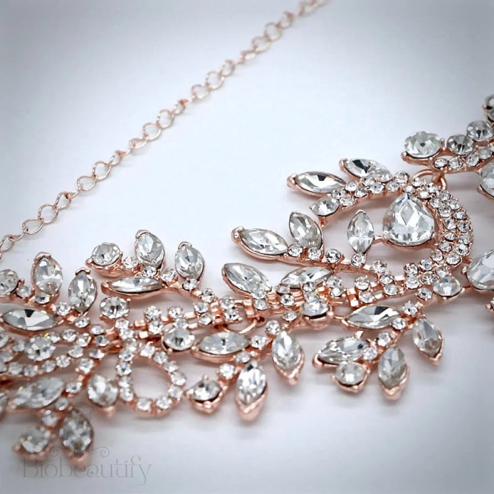 Kiara Crystal Forehead Chain Headdress In Silver Rose Gold And Yellow