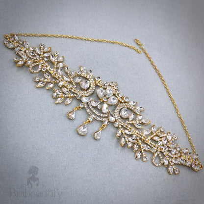 Kiara Crystal Forehead Chain Headdress In Silver Rose Gold And Yellow