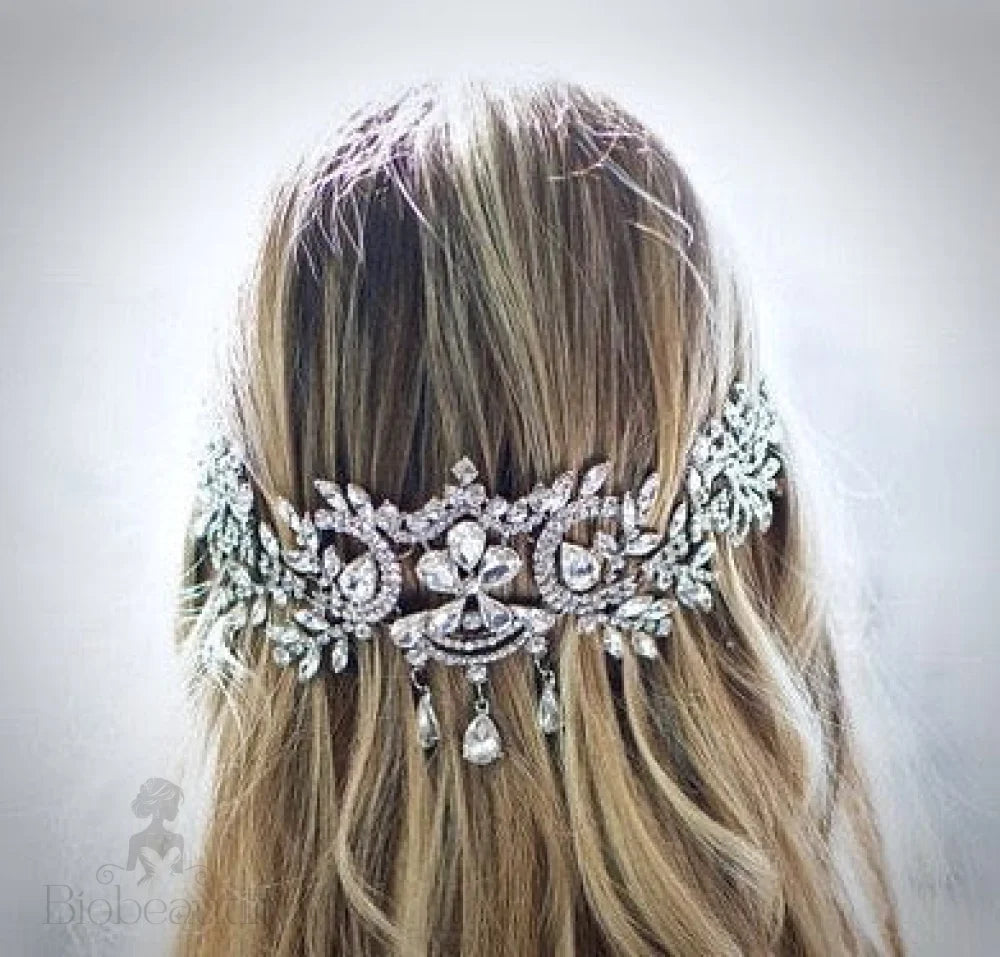 Kiara Crystal Forehead Chain Headdress In Silver Rose Gold And Yellow