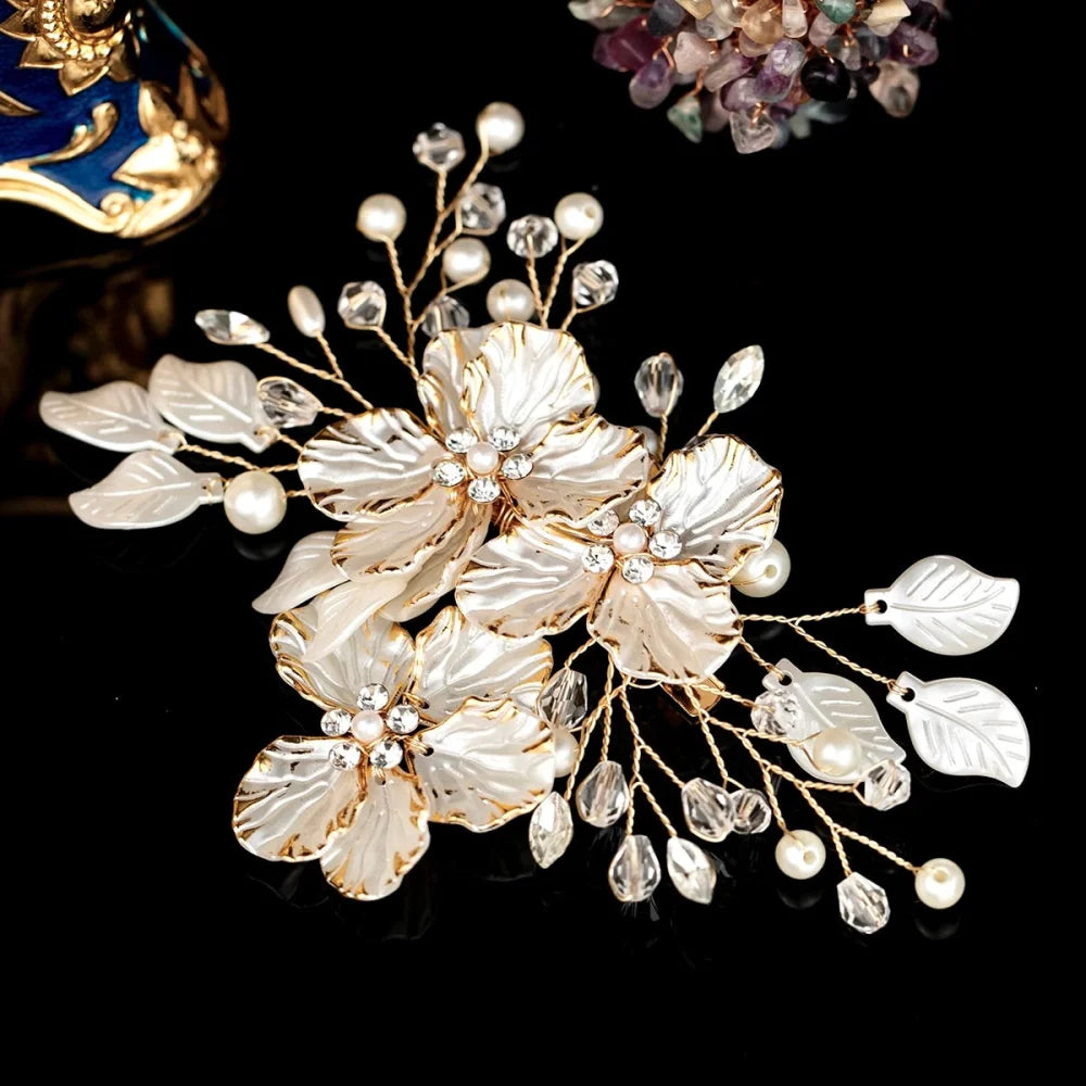 Kira Floral Hair Clip Vine For Brides Silver And Gold Available