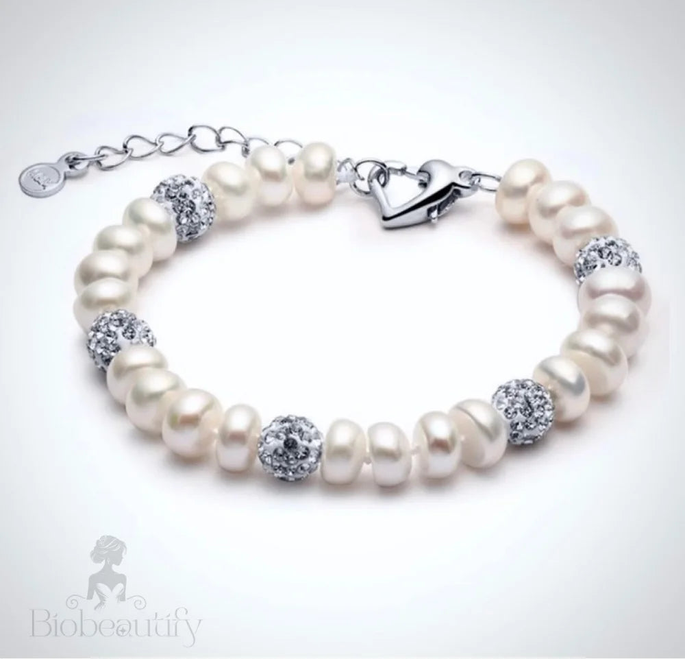 Wedding Jewelry - Natural Pearl 925 Sterling Silver Bridal Bracelet - More Colors