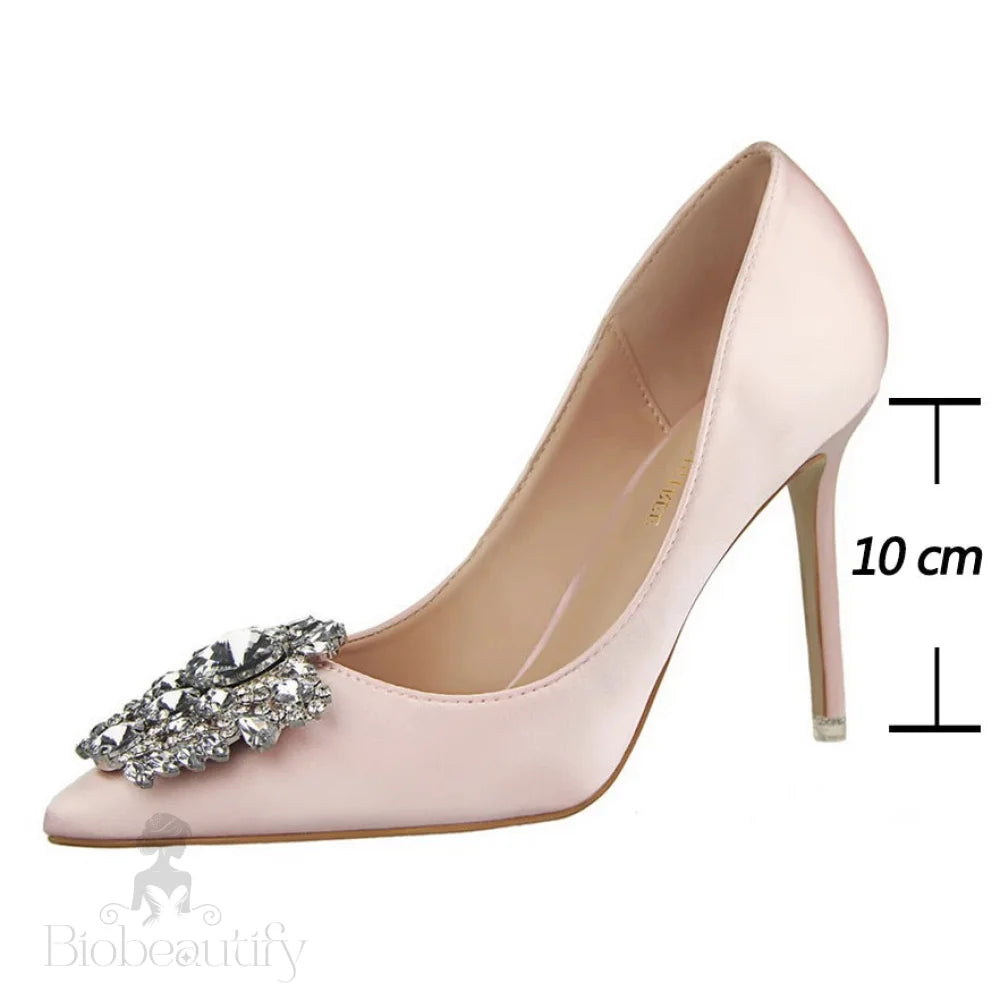 Kitten Heel Rhinestone Pumps For Women’s Wedding High Heels